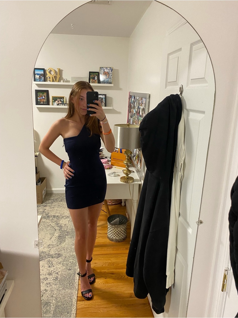 superdown One-Shoulder Navy Mini Dress - Picture 1 of 4